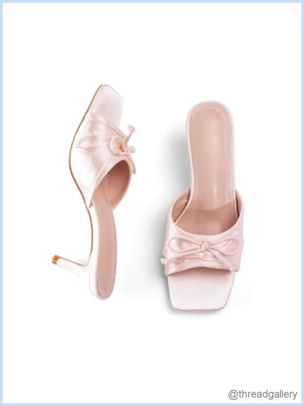 Kitten Heel Mule Sandals Open Square Toe Satin Bow Slip-On